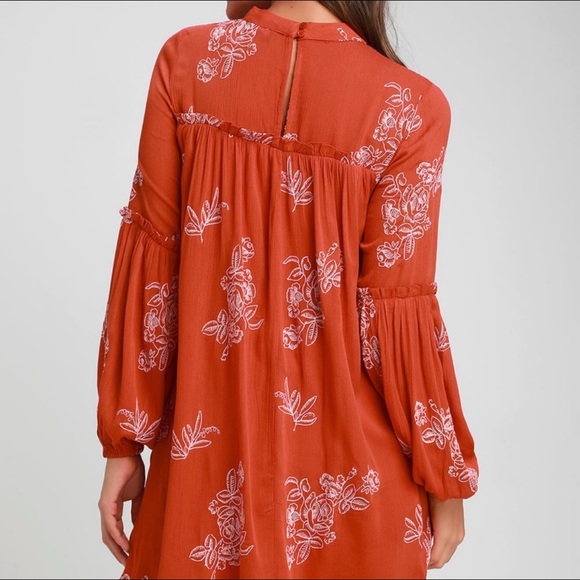 Lulu’s ‘No One Quite Like You’ Rust Orange Embroidered Shift Dress - Picture 3 of 16